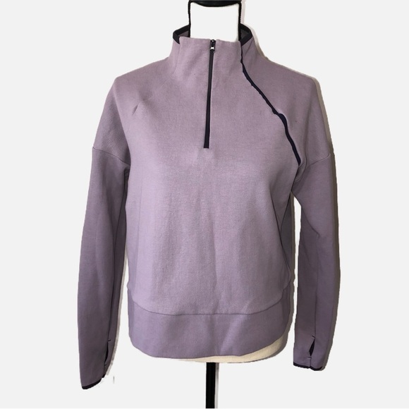 Purple Quarter Zip Funnel Neck Sweatshirt Size Medium Thumbholes C9 Champion - Picture 1 of 8